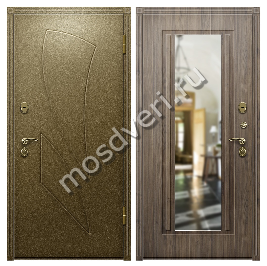 Уличная дверь с терморазрывом и вставкой зеркала TD-82 - купить от производителя Мосдвери Уличная дверь с терморазрывом и вставкой зеркала TD-82